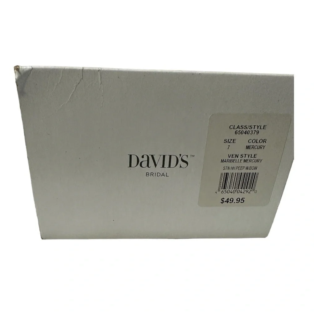 David's Bridal Dyable Gray Satin Platform High Heels Size 7